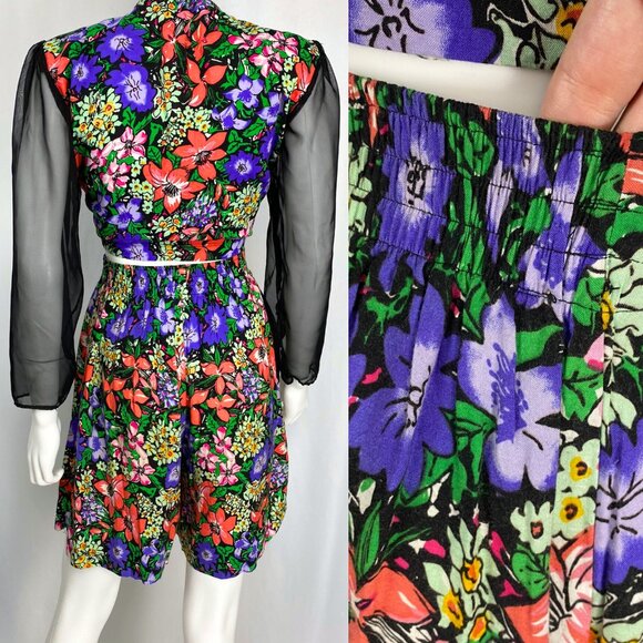 Vintage 90s floral coord two-piece shorts playset outfit red black small medium - Picture 3 of 6